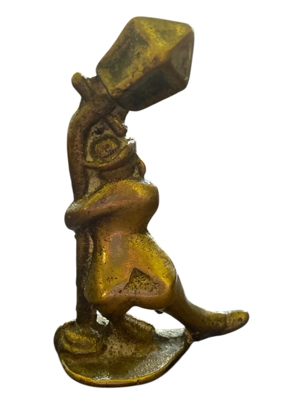 Vintage Solid Brass Drunk Man Figurine Holding Lamppost UK Novelty Statue